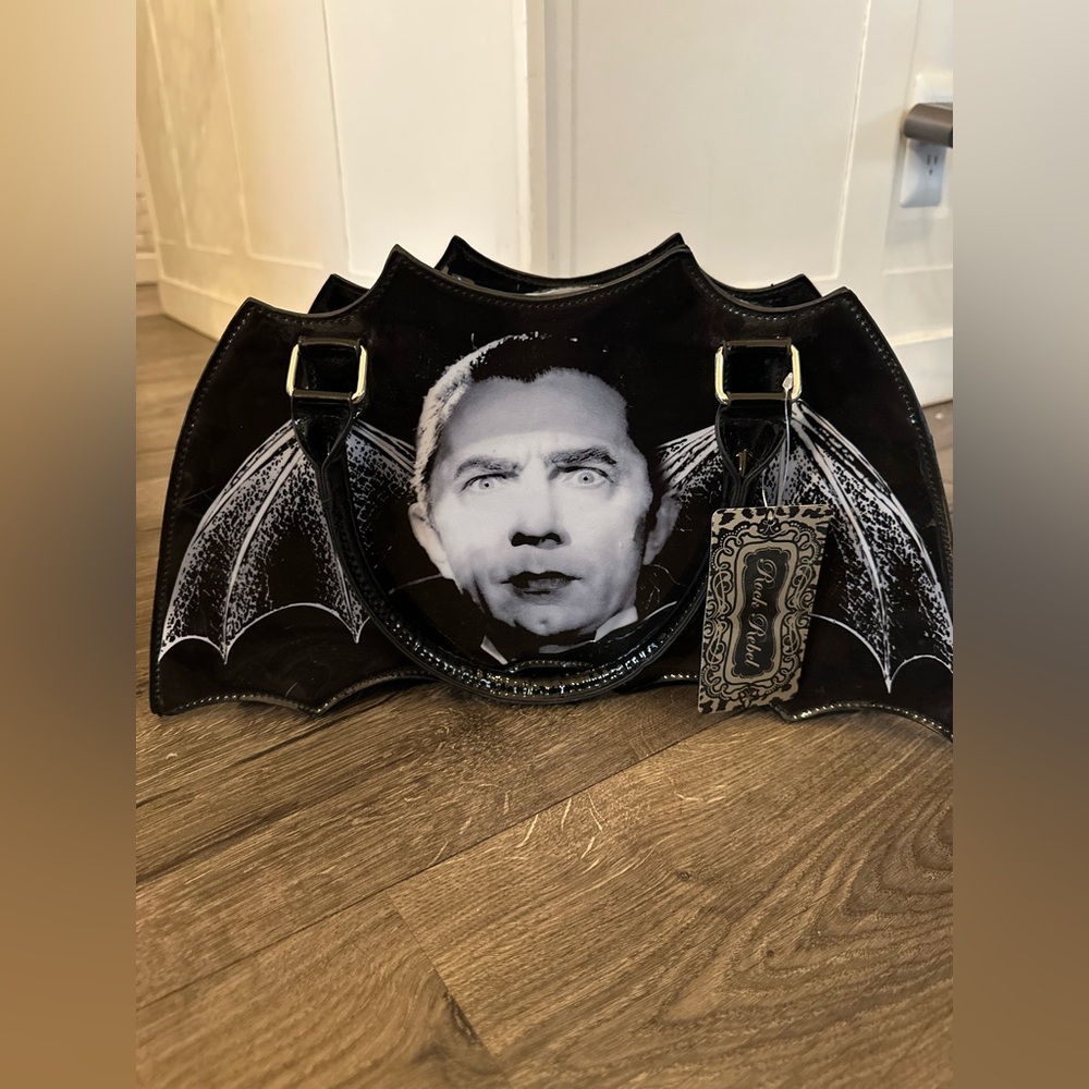 Gothic Bat-Wing Vinyl Tote Bag - Black
